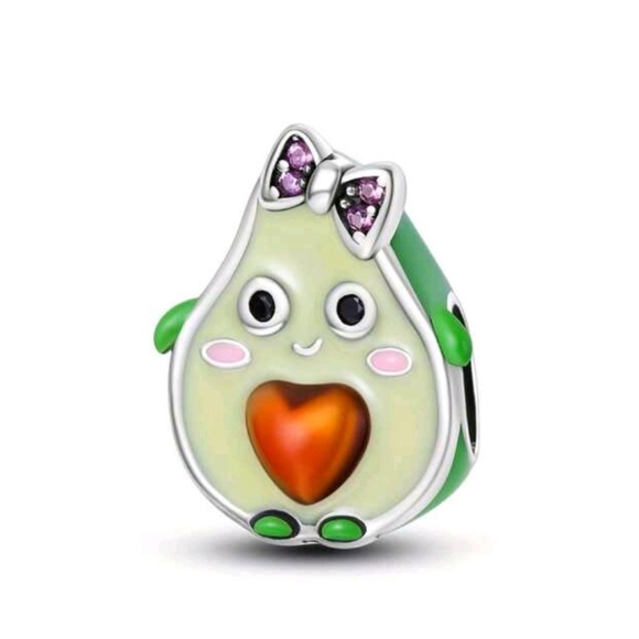 Jewelry - Cute Avocado Charm with Heart and Bow